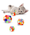 TUSATIY Cat Toy Balls with Bell (3 Sizes/Pack), Colorful Soft Fuzzy Balls Built-in Bell for Cats, Interactive Playing Chewing Toys for Indoor Cats and Kittens