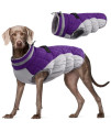 FUAMEY Dog Coat,Warm Dog Jacket Winter Coat Paded Dog Fleece Vest Reflective Dog Cold Weather Coats with Built in Harness Waterproof Windproof Dog Snow Jacket Clothes with Zipper Purple XX-Large
