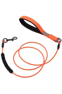 VIVAGLORY Chew Proof Dog Leash, Soft Foam Reflective Padded Handle Dog Chain Leashes, Waterproof Non Chewable Dogs Metal Leash, Stainless Steel Wire Rope Lead for Small Medium Large Dogs, 6FT, Orange