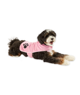 Bone Dry Pet Robe Collection, Embroidered Absorbent Microfiber Bath Robe with Adjustable Closure, for Dogs & Cats, Small, Pink