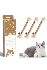 Potaroma 3 Pack Natural Silvervine Sticks Cat Toys, Catmint Silvervine Blend Sticks, Catnip Kittens Chew Toys for Teeth Cleaning, Matatabi Dental Care Cat Treat, Edible Kitty Lick Toys