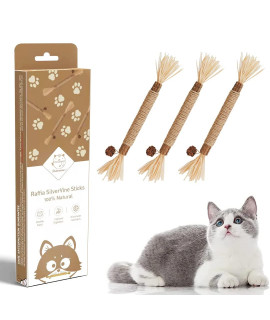 Potaroma 3 Pack Natural Silvervine Sticks Cat Toys, Catmint Silvervine Blend Sticks, Catnip Kittens Chew Toys for Teeth Cleaning, Matatabi Dental Care Cat Treat, Edible Kitty Lick Toys