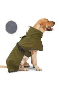 Dog Raincoat - Waterproof Dog Winter Jackets Windproof Coat with Velvet Inner Winter Dog Rain Coat with Reflective Strip,Green M