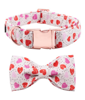 Lionet Paws Valentines Day Dog Collar with Bowtie, Dog Bowtie Collar with Metal Buckle for Dogs and Cats, Adjustable Comfortable Dog Collar Girl Boy Gift,XXS, Neck 7-11 in