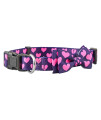 Valentine Dog Collar with Bowtie, Heart Bow Tie, Valentine's for Large, Medium and Small Dogs (Large, Valentine's Pink Hearts)