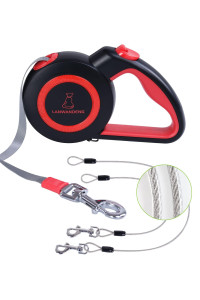 Chew Proof Retractable Dog Leash with 2 Heavy Duty Anti-Chewing Wire Ropes, 16FT Leashes 360 Tangle Free for 2 Dogs, Dual Dog Lead for Small/Medium/Large Dogs by Lanwandeng