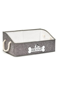 Thankspaw Dog Toy Box, Large Dog Toys Storage with Handle, Collapsible Dog Toy Bin, Fabric Trapezoid Basket Chest Organizer, Perfect for Pet Toys, Blankets, Dog Toys and Accessories