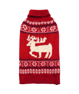 KYEESE Dog Sweater Christmas with Leash Hole Reindeer Dog Knitwear Turtleneck for Holiday,Reindeer,XXL