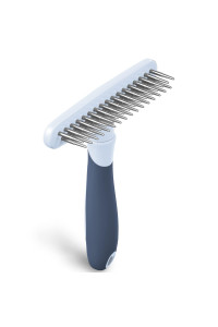 Dog rake deshedding dematting Brush Comb - Undercoat rake for Dogs, Cats, matted, Short,Long Hair Coats - Brush for Shedding, Double Row Stainless Steel pins - Reduce Shedding by 90% (Haze Blue)