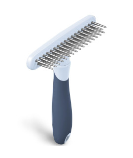 Dog rake deshedding dematting Brush Comb - Undercoat rake for Dogs, Cats, matted, Short,Long Hair Coats - Brush for Shedding, Double Row Stainless Steel pins - Reduce Shedding by 90% (Haze Blue)