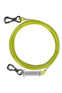 Tresbro 20ft Dog Tie Out Cable, Heavy Duty Dog Chains for Outside with Spring Swivel Lockable Hook, Pet Runner Cable Leads for Yard, Green Dog Line Tether for Small Medium Large Dogs Up to 500 LBS