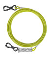 Tresbro 20ft Dog Tie Out Cable, Heavy Duty Dog Chains for Outside with Spring Swivel Lockable Hook, Pet Runner Cable Leads for Yard, Green Dog Line Tether for Small Medium Large Dogs Up to 500 LBS
