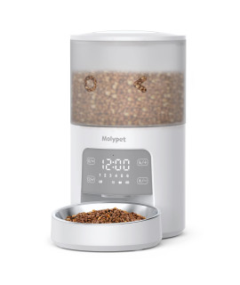 Molypet Automatic Cat Feeders with Timer - 4L Cat Food Dispenser of 6 Meals with 10S Voice Recorder and Desiccant Bag, Support Dual Power for Cats and Dogs