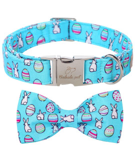 2023 New Dog Collar Easter Gift with Bow Tie-Babole Pet, Rabbit Egg Male Dog Collar with Safety Metal Buckle Adjustable Puppy Collars for Small Medium Large Boy & Girl Dog,S-Neck 10-16