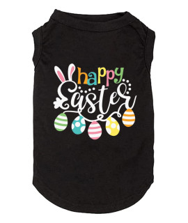 Happy Easter Shirts for Dog Funny Print Vest for Small Medium Large Dogs Soft and Light-Weight T Shirts Gift for Puppy (Medium, Black)