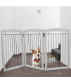 ZJSF Freestanding Foldable Dog Gate for House Extra Wide Wooden White Indoor Puppy Gate Stairs Dog Gates Doorways