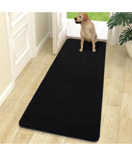 OLANLY Dog Door Mat for Muddy Paws, Absorbs Moisture and Dirt, Absorbent Non-Slip Washable Mat, Quick Dry Microfiber, Mud Mat for Dogs, Entry Indoor Door Mat for Inside Floor(70x24 Inches, Black)