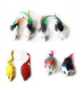 Iconic Pet - Long Hair Fur Mice - 8 Pieces - Assorted