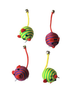 Iconic Pet - Nylon Rope Fun Ball - 4 Pack - Assorted