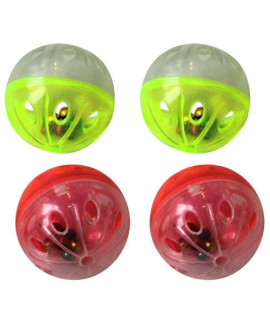 Iconic Pet - Plastic Ball With Rattle - 4 Pack - Assorted