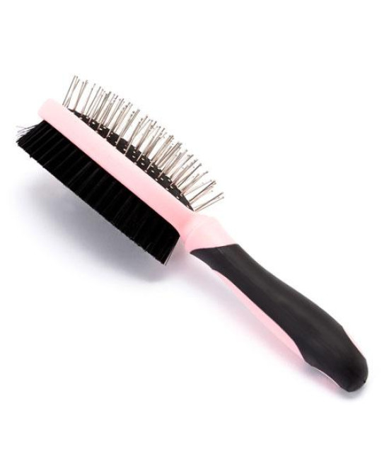 Iconic Pet - Double Sided Brush (Bristle & Hard Pin) - Pink