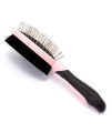 Iconic Pet - Double Sided Brush (Bristle & Hard Pin) - Pink