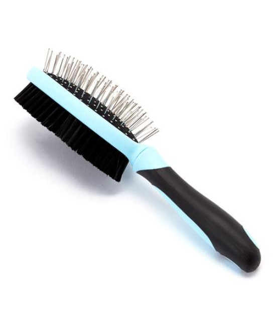 Iconic Pet - Double Sided Brush (Bristle & Hard Pin) - Blue