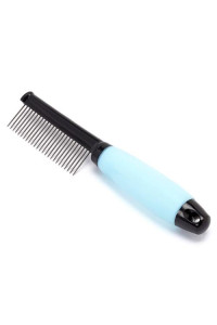 Iconic Pet - Single Sided Pin Comb with Silica Gel Soft Handle - Blue