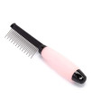 Iconic Pet - Single Sided Pin Comb with Silica Gel Soft Handle(skip tooth) - Pink