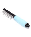 Iconic Pet - Single Sided Pin Comb with Silica Gel Soft Handle(skip tooth) - Blue