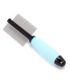 Iconic Pet - Double Sided Pin comb with Silica Gel Soft Handle - Blue