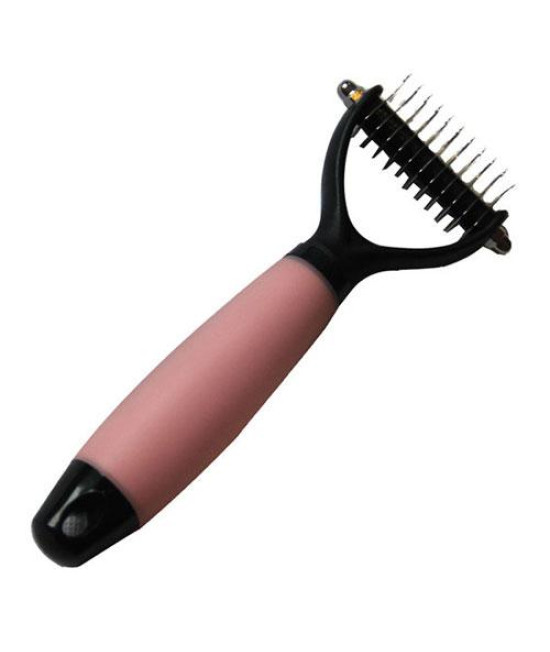 Iconic Pet - Deshedding Comb with Silica Gel Soft Handle(Plus Series) - Pink