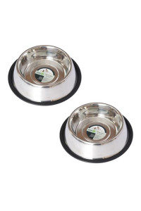 (Set of 2) - Stainless Steel Non-Skid Pet Bowl for Dog or Cat - 8 oz - 1 cup