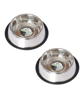 (Set of 2) - Stainless Steel Non-Skid Pet Bowl for Dog or Cat - 16 oz - 2 cup