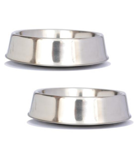 (Set of 2) - Anti Ant Stainless Steel Non Skid Pet Bowl for Dog or Cat - 64 oz - 8 cup