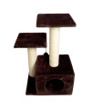 Iconic Pet - Sisal Scratching Tree with Square Cave and Two Posts - Brown