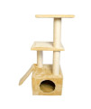 Iconic Pet - Three Level Cat Tree Condo with Sisal Ramp and multiple Sisal Posts - Beige