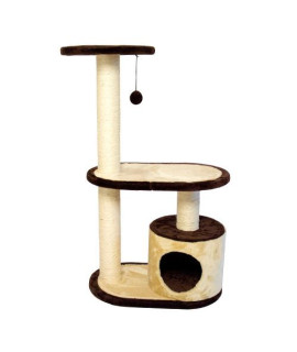 Iconic Pet - Three Tier Cat Tree Condo with multiple Posts - Beige/Brown