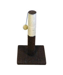 Iconic Pet - Kitty Scratch â€“ Sisal Cat Scratching Post with Plush Toy - Brown
