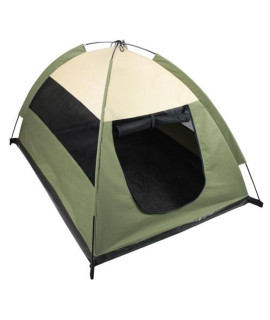 Iconic Pet - Cozy Camp Pet Tent House - Sage Green with Beige