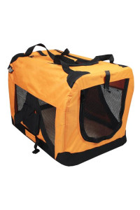 Iconic Pet - Versatile Pet Soft Crate with Fleece Mat - Orange - Medium