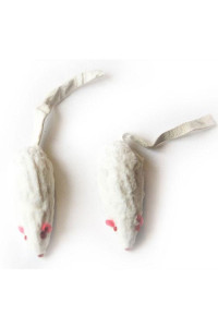6 Pack Short Hair Fur Mice - Large - White - 12 Pieces