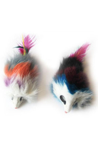 6 Pack Multi-colored long hair fur mice - Assorted - 12 Pieces