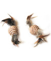 6 Pack Paper rope ball with feather tail - Brown/Natural Pattern - 12 Pieces - 6 Each