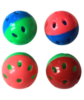 6 Pack Two-tone plastic ball with bell - Assorted - 24 Pieces