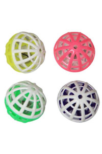 6 Pack Two-tone plastic ball with bell - Assorted - 24 Pieces
