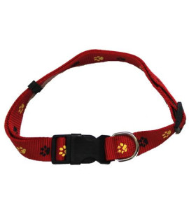 Iconic Pet - Paw Print Adjustable Collar - Red - Small