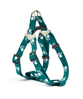Iconic Pet - Paw Print Adjustable Harness - Green - Xsmall