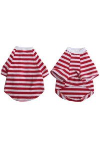 Iconic Pet - Pretty Pet Red and White Striped Top - Large