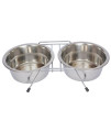 Iconic Pet - Stainless Steel Double Diner with Wire Stand for Dog or Cat - 3 Qt - 96 oz - 12 cup